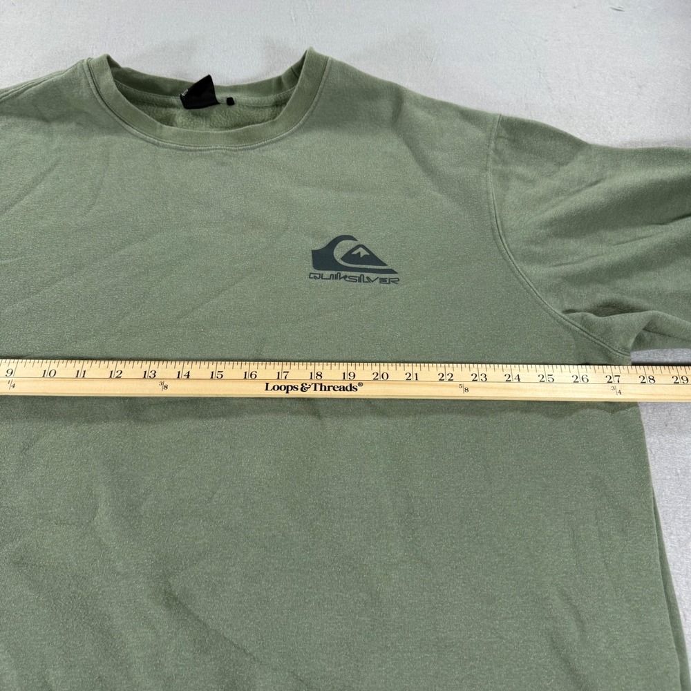 Quiksilver Mens XXL Olive‎ Green Fleece Crewneck Logo Sweatshirt Pullover - Picture 7 of 8